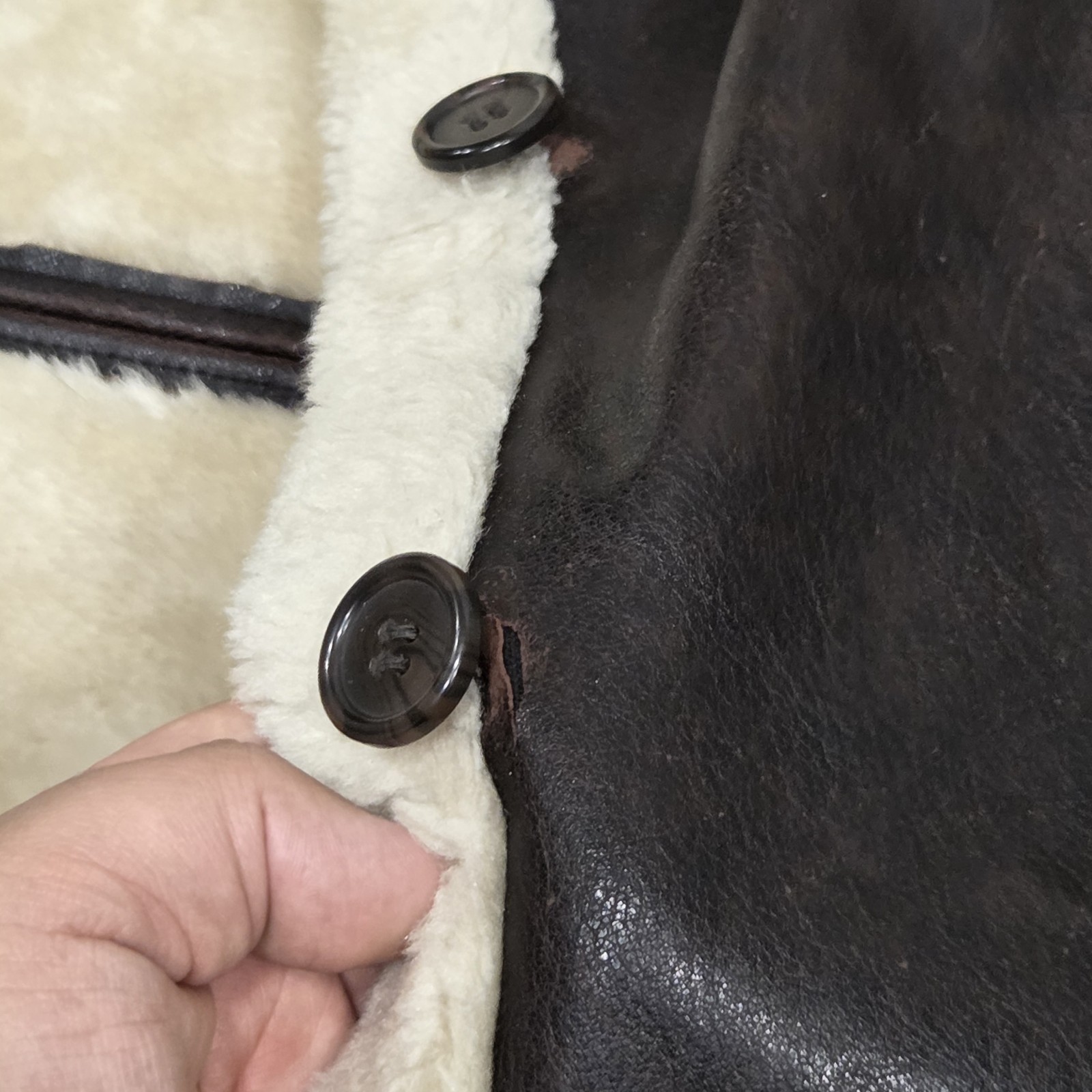 Learsi Men’s 3X Faux Leather Sherpa Lined Brown Jacket Aviator Shearling Coat