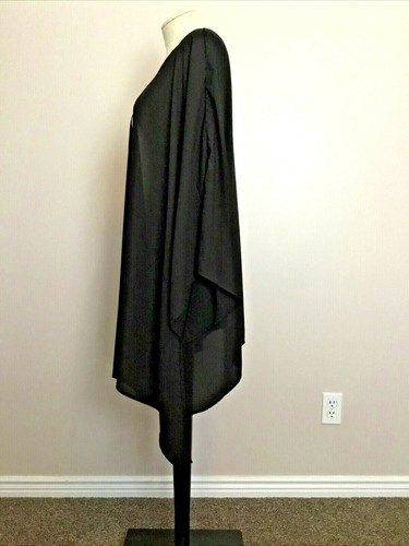 TIME AND TRU TIE FRONT Semi Sheer Black Knee Length Robe/Cover Sz L/XL - Picture 4 of 10