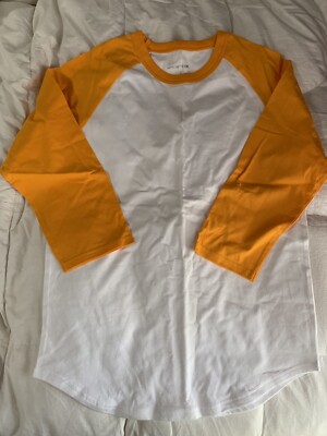 yellow and white baseball tee