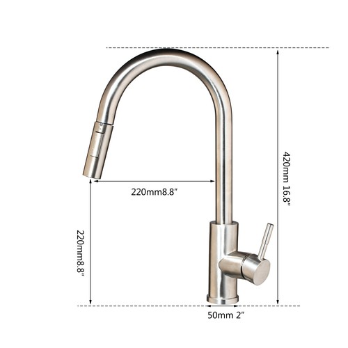 Grifo de fregadero con sensor automático sin tacto de acero inoxidable mezclador pulverizador - Imagen 2 de 11