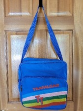 Retro 80s Trafalgar Travel Tote Messenger Bag Rainbow Blue Vtg READ
