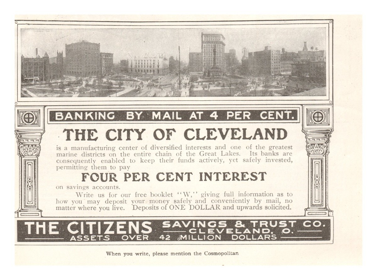 Print Ad 1907 The Citizens Savings and Trust Cleveland Banking by