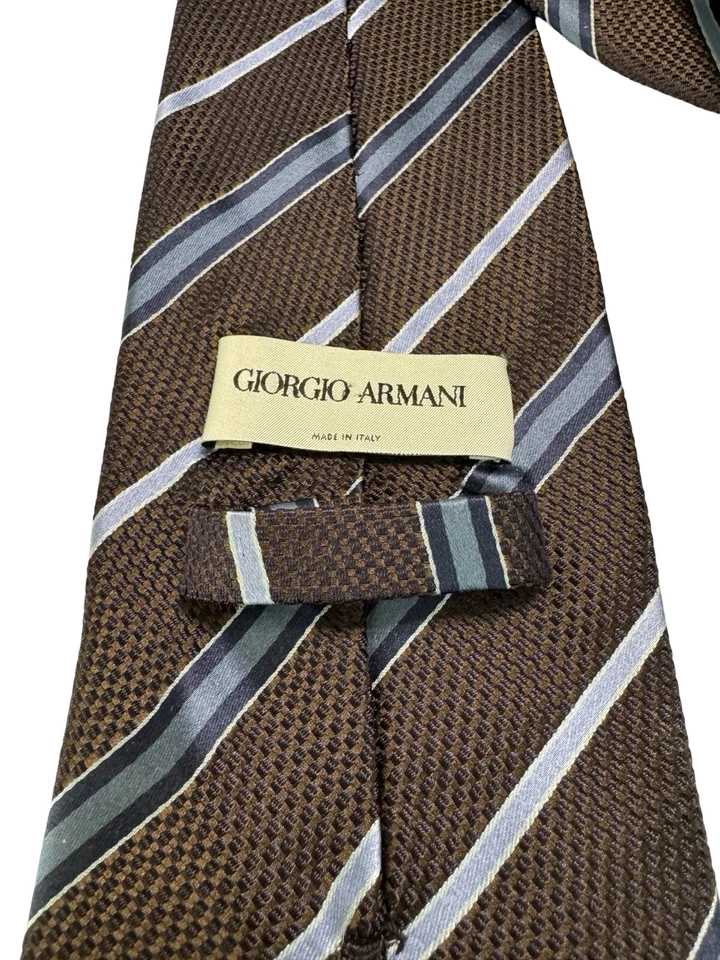 Corbata Giorgio Armani Clásica de Lujo Multi Azul Rayas Vibrantes 100% Seda Italia Foto 2 de 4