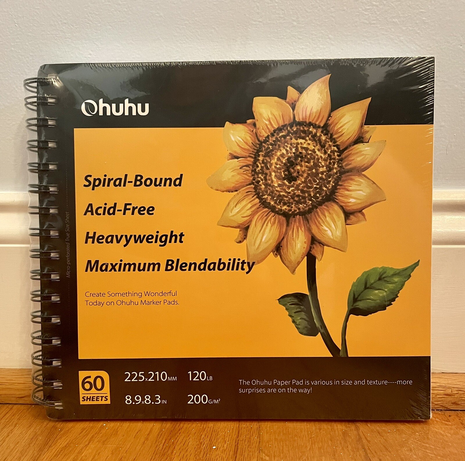 Ohuhu Spiral Bound Sketchbook - 60 Sheets 225X210MM. 120LB. 8.9X8.3 in