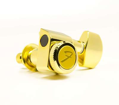 Genuine Fender 099-0818-200 gold locking 2-pin Strat/Tele set of upgrade tuners