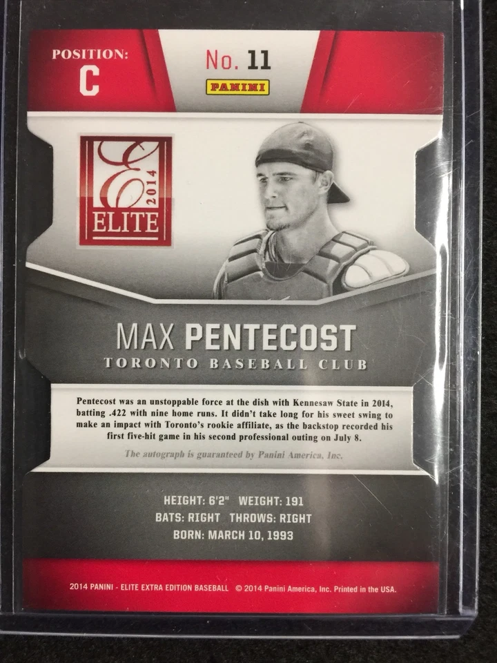 2014 Elite Extra Edition Baseball: Max Pentecost, on card AUTO, 51/75. #11🔥⚾️ - Image 2 of 2