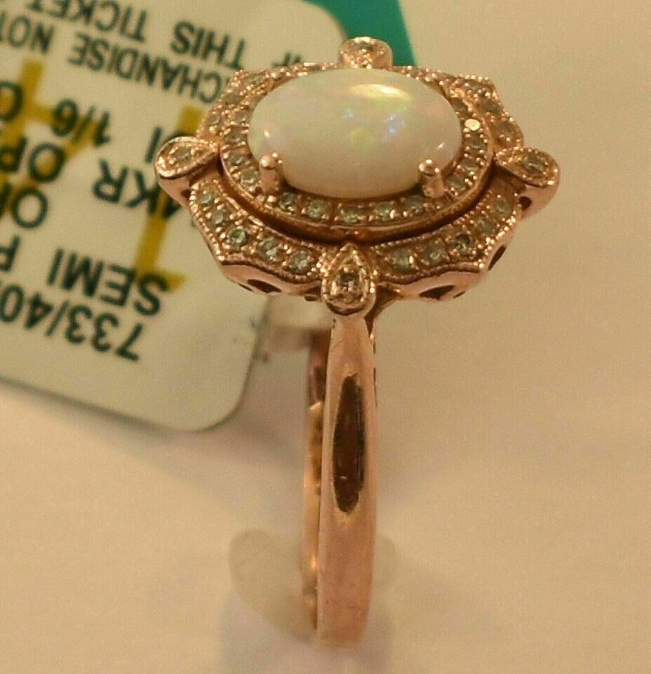 2Ct Oval Cut Opal Halo Unique Women's Engagement Ring 14K Rose Gold Over