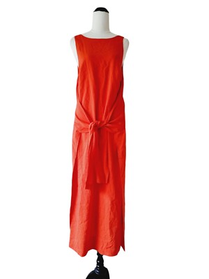 KITX Orange Hemp Cotton Silk Sleeveless Front Tie Maxi Dress SIZE 10
