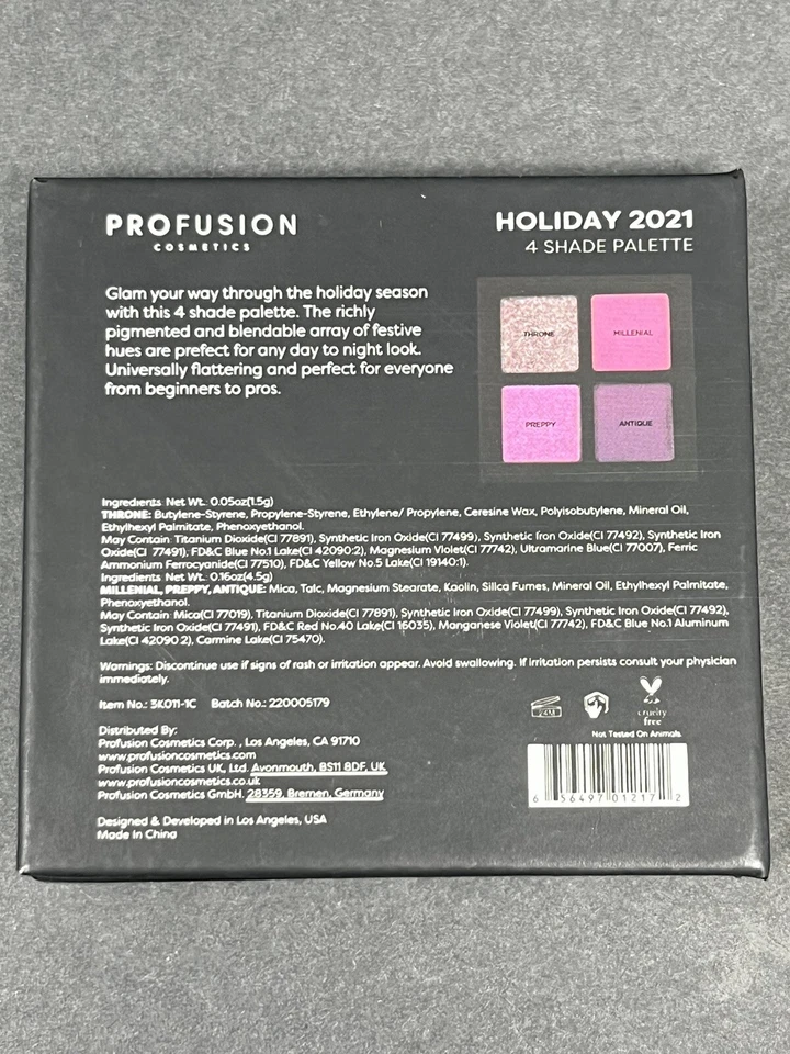Profusion Cosmetics Holiday 2021 Quad 4 Shade Palette Eyeshadow New - Image 2 of 4
