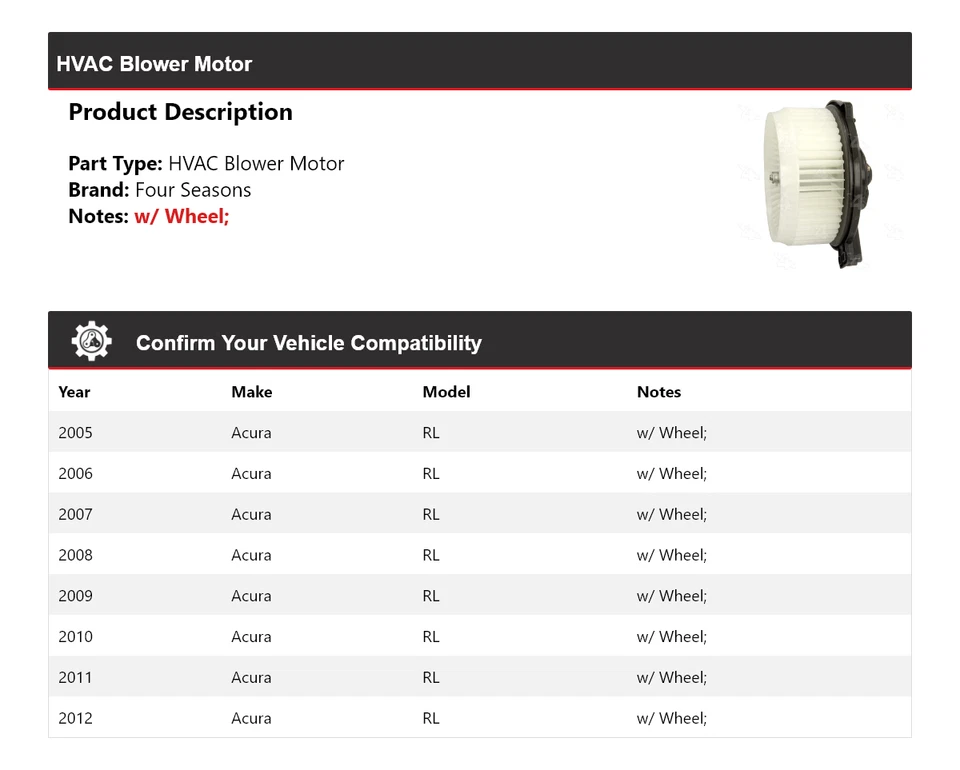 Motor de soprador AVAC Acura RL 2005-2012 4 estações 2006 2007 2008 2009 2010 2011 - Imagem 2 de 4