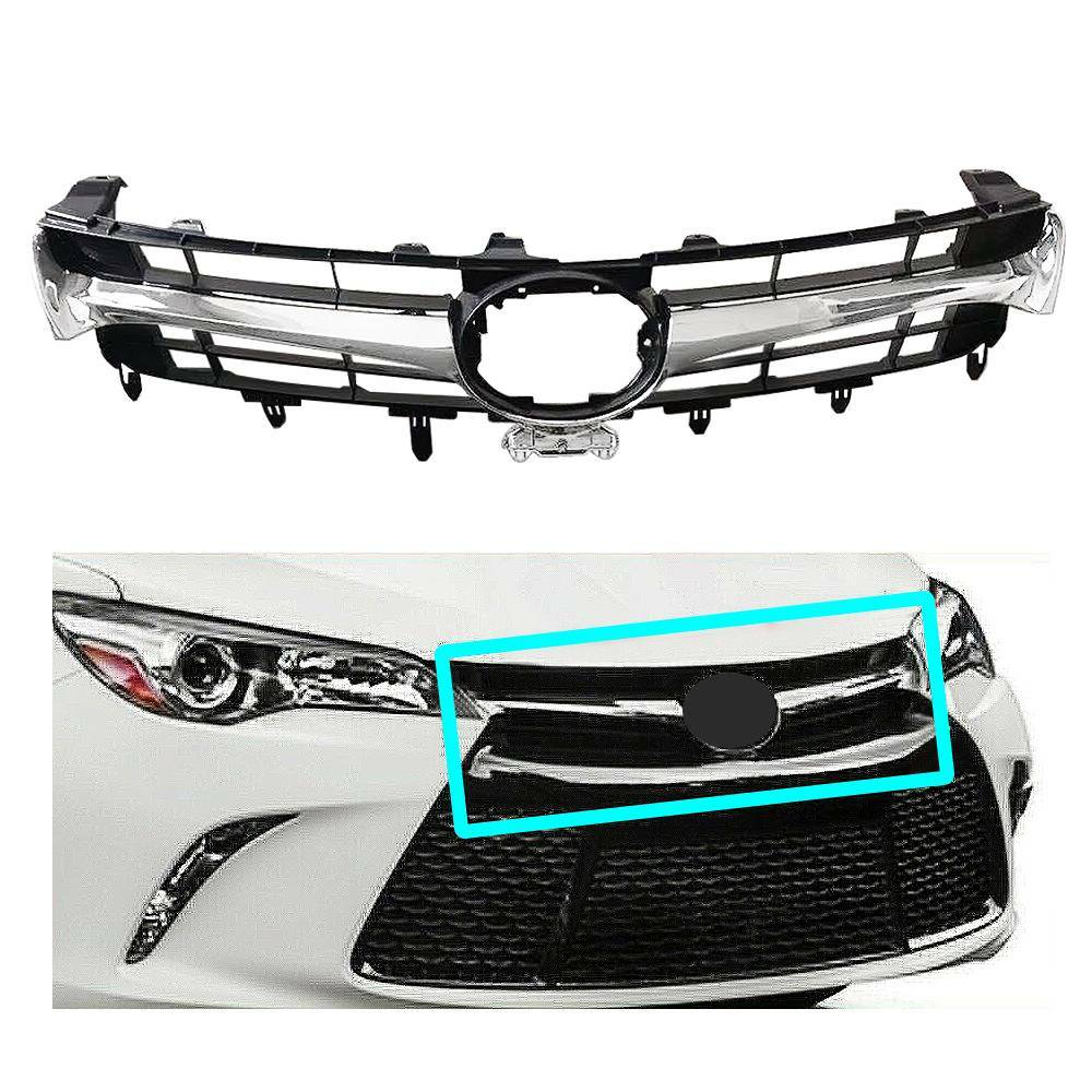 For Camry 2015-17 SE Upper Chrome Lower Black Grille + Fog Daytime Running Light
