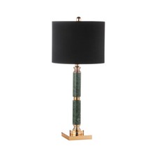 Image of Huge 78cm Green Black Marble Table Lamp with Black Linen Shade Statement Piece