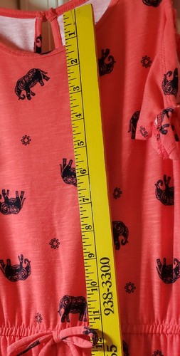 Girls Jumpsuit Orange w Black Elephants Cold Shoulder Elastic Waist Size 8 MUDD - Picture 7 of 18