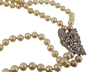 VINTAGE SIGNED PANETTA RHINESTONE CRYSTAL BUTTERFLY CLASP FAUX 