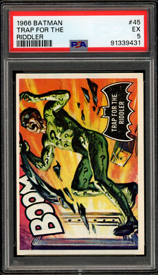 1966 TOPPS USA BATMAN BLACK BAT #45 Trap For The Riddler Graded PSA 5 ...