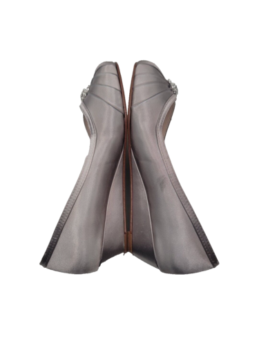David's Bridal Wo's 9W Kelsey Peep Toe Rhinestone Brown Platform & Wedges Shoes - Picture 7 of 11