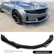 Front Bumper Lip Splitter Gloss Black Fits For 16-22 Chevy Camaro 1LE Style ABS
