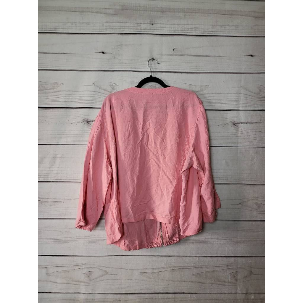 Ruby Rd. Womens Blouse Solid Pink Long Sleeve Emb… - image 2