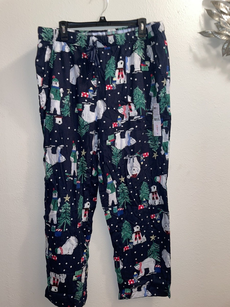 JOYSPUN LADIES PULLON FLANNEL Navy Blue Polar Bear Soft PJ/Lounge