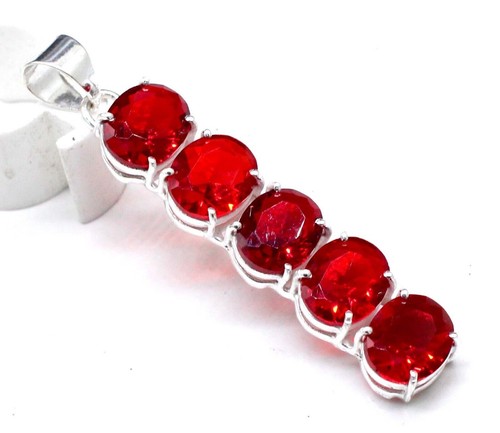Pendentif En Argent Sterling Avec Grenat Rouge - Pierre Précieuse Naturelle Fait Main - Neuf Avec étiquettes