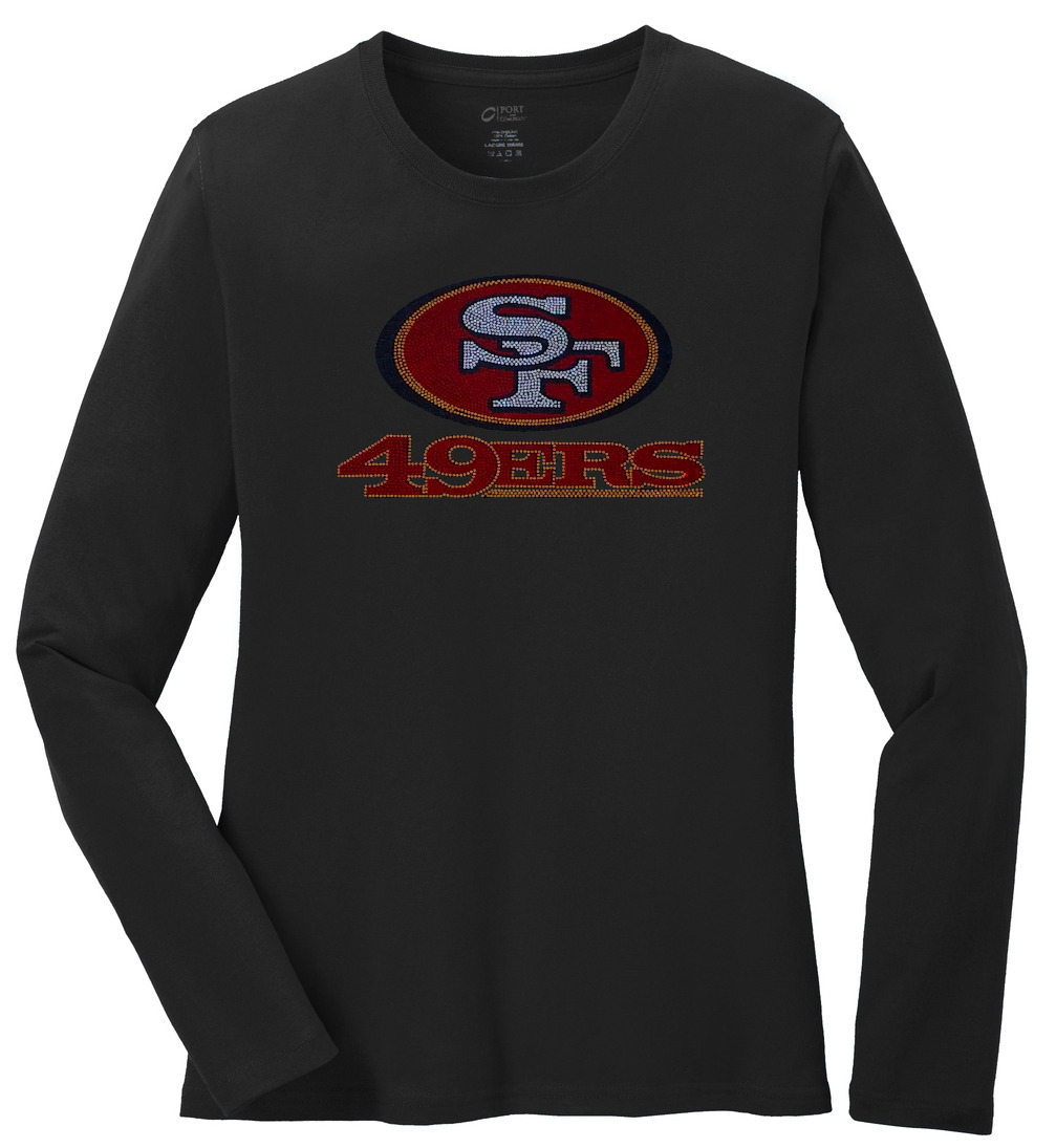 Women's San Francisco 49ers Ladies Bling Long Sleeve T-Shirt S-4XL