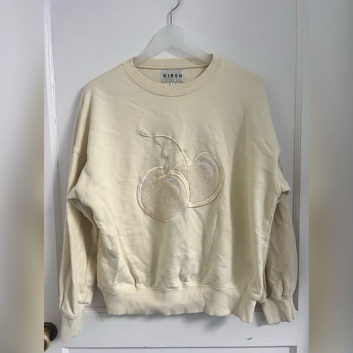KIRSH BIG CHERRY TERRY NAPPING CROP SWEATSHIRT Size S￼ | eBay