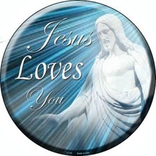 Jesus Loves You 12" Round Metal Sign Religious Inspirational Home Wall Decor