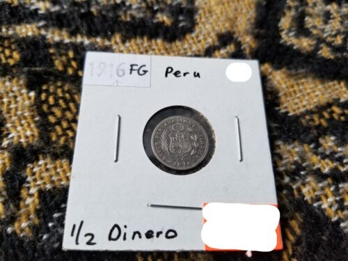 Peru 1/2 Dinero 1916 FG Silver Circulated