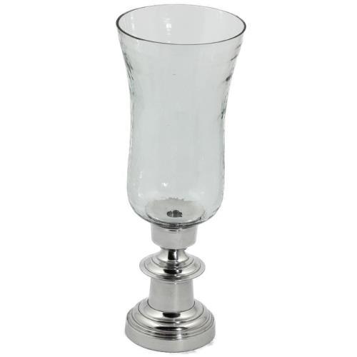 18" HURRICANE CANDLE HOLDER HAMMERED CLEAR GLASS METAL GLASS CANDLE HOLDER