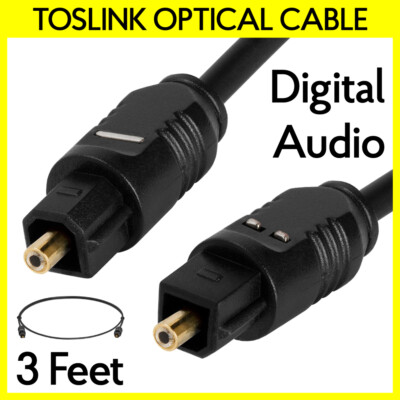 Toslink Optical Cable 3 Feet Optic Fiber Audio Cord SPDIF Male to Male Cable