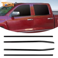 Black Window Bottom Sill Overlay Strips Cover Overlays For Chevy Silverado 14-18