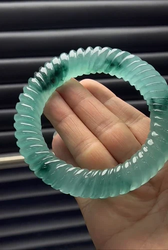 Authentic Certified Natural A High Ice Green Myanmar Jade Bracelet 59-60mm- - Picture 2 of 3