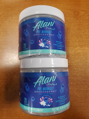 2 Pack: Alani Nu PRE-WORKOUT Powder BREEZEBERRY 6.8oz ea (Exp. 9/25) 1014-R6P1