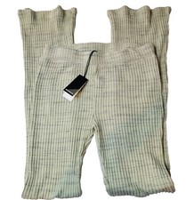 Monrow Pants Womens Small Green Marled Ribbed Flared Stretch Pull On Athleisure