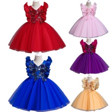Flower Girls Princess Ball Gown Kids Wedding Bridesmaid Party Formal Tutu Dress
