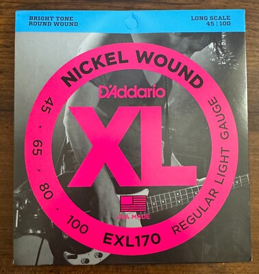 D'Addario EXL170 Round Wound Bass Guitar Strings 45-100 Reg Lt Gauge ONE SET
