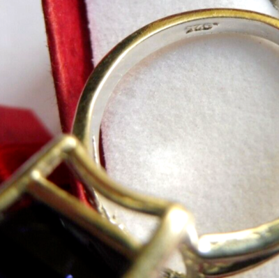 Bague Réglable En Argent Massif 925 Avec Iolite Naturelle 10 Carats - Création Française Ajustable 53 à 60