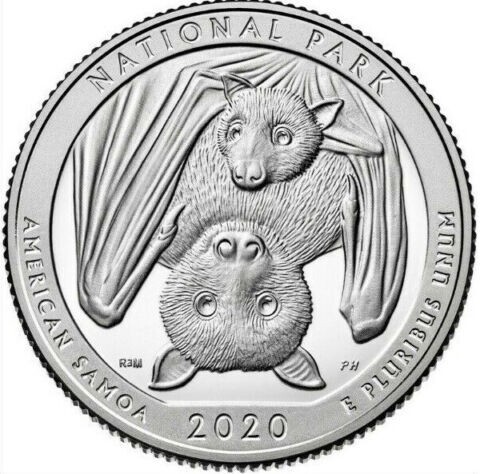 2020 D ATB American Samoa Fruit Bat 5 ROLLS ^ Total 200 quarters Denver - Picture 2 of 2
