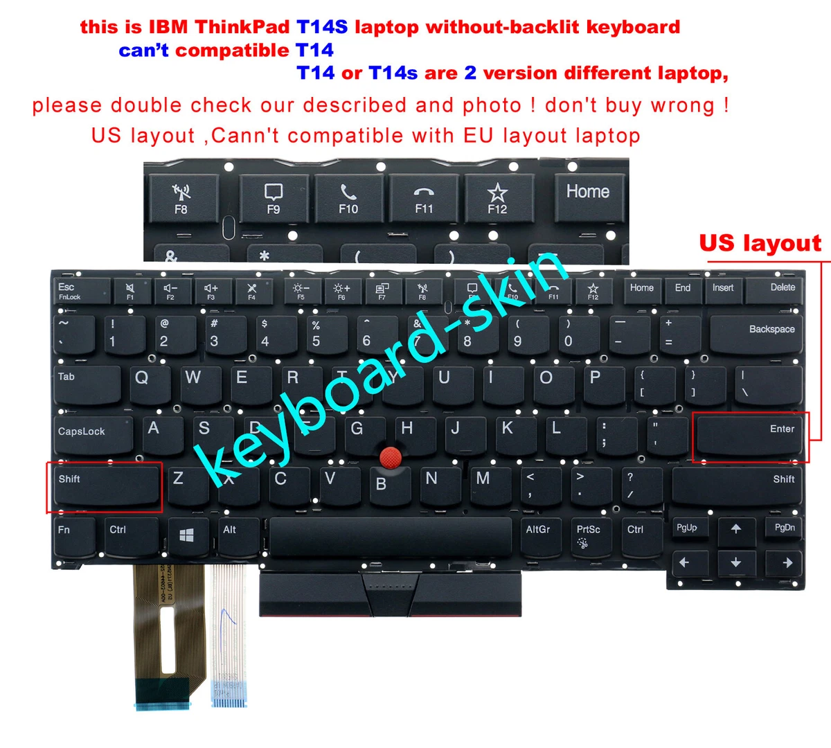 US non-Backlit keyboard for lenovo IBM Thinkpad T14s,T14s Gen1 US non-Backlit keyboard for lenovo IBM Thinkpad T14s,T14s Gen1