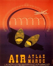 POSTER AIR ATLAS MAROC AIRPLANE FLIGHT MOROCCO TRAVEL VINTAGE REPRO FREE S/H