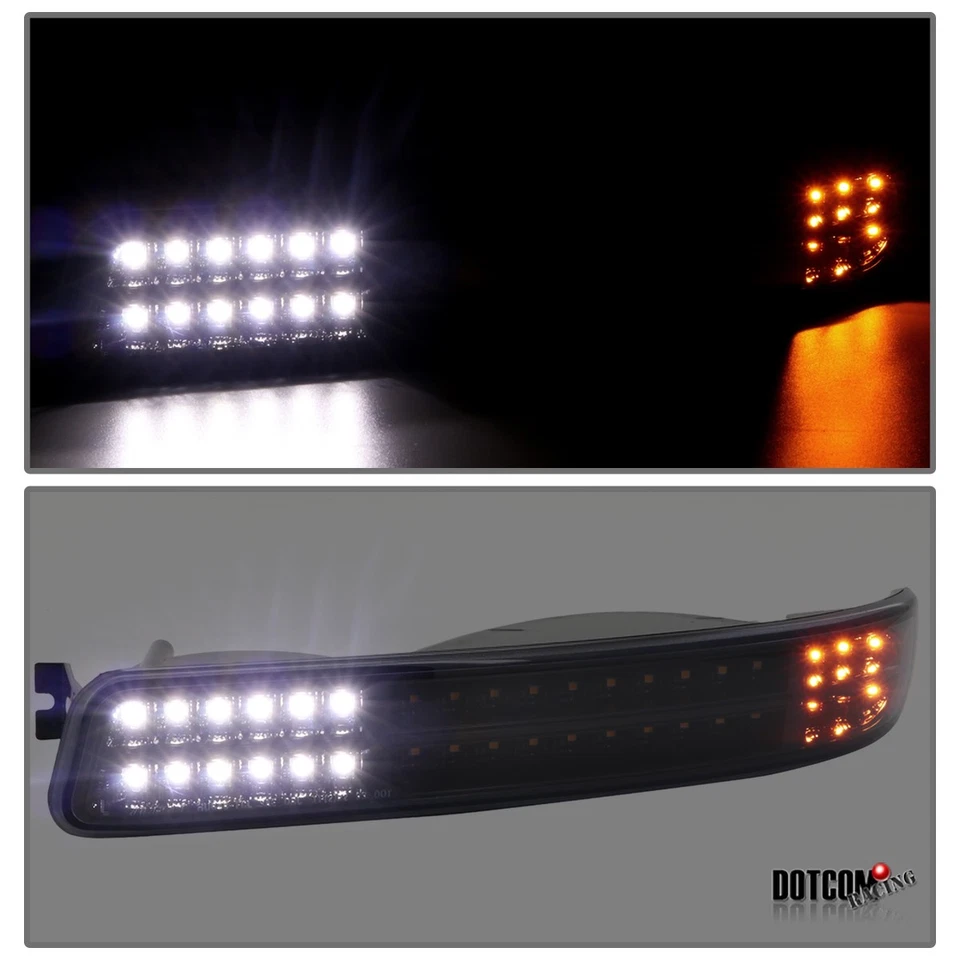 Fit 1999-2006 GMC Sierra Yukon Black/Smoke LED Sequential Signal Bumper Lamps - Изображение 4 из 4