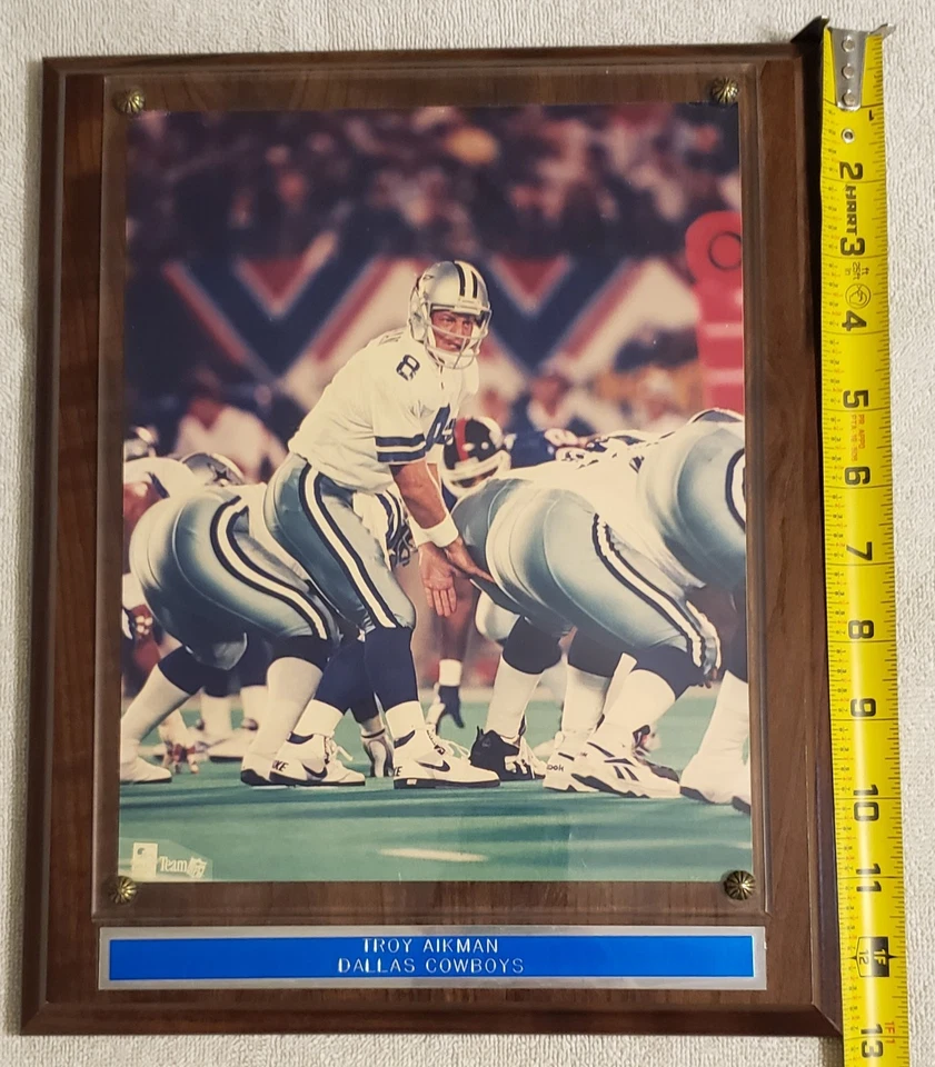 Placa de madeira Troy Aikman Dallas Cowboys futebol americano NFL 10 1/2×13 - Imagem 3 de 4