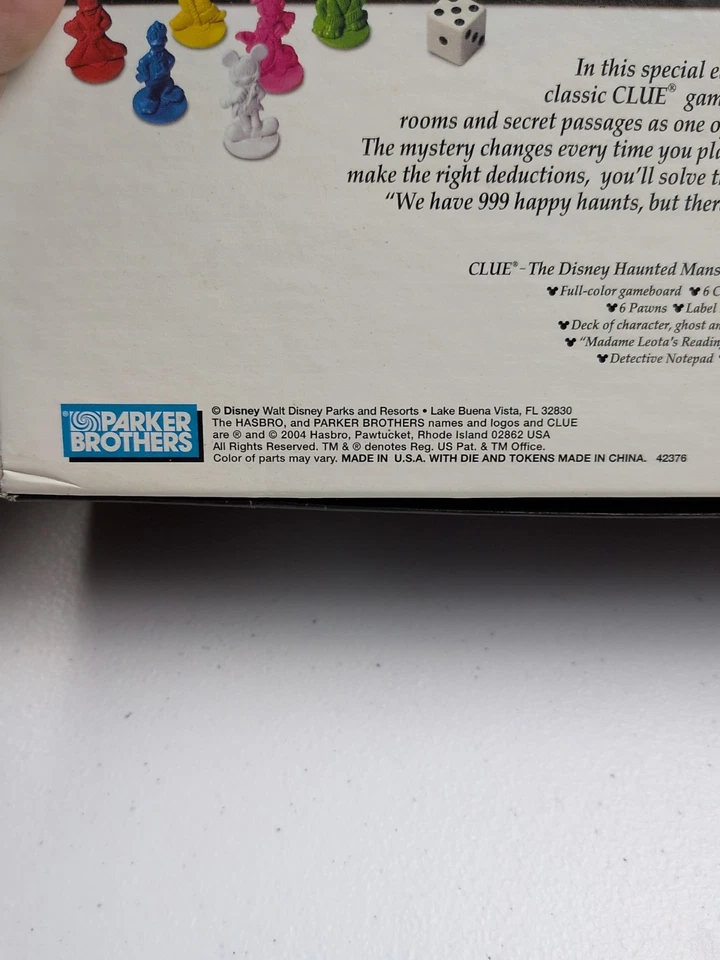 Clue Disney Haunted Mansion Edition Board Game Parker Bros 2004 VTG Used Family - Image 2 of 4