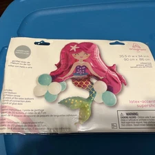 Mermaid Anagram Foil Balloon 35.5” x 34” With Latex Balloons - NEW!