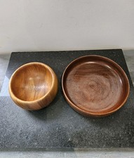 X2 Teak Stylish Wooden Decorative Display Bowls Home Decor 