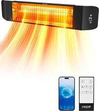 Wall Mounted Electric Patio Heater Smart Infrared Indoor Heater 24H Timer