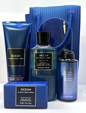 4 Pc Set Bath Body Works Ocean Body Wash, Cleansing Bar, Cream, Body Spray