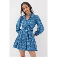 Anthropologie Calanthe Mini Shirt Dress in Blue Periwinkle size M