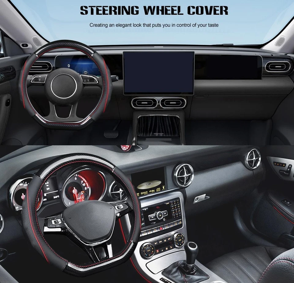 Cubiertas de volante de coche de 15" antideslizantes protectoras de fibra de carbono en forma de D para Saab Foto 4 de 4