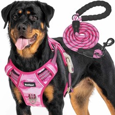Heavy Duty Tactical Dog Harness with Leash for X-LARGE Dogs Pink Camouflage
